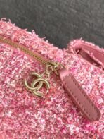 CC CLASSIC MINI 18 BACKPACK LIGHT PINK WOOL TWEED MIXED FIBERS GOLD TONE METAL - Image 5
