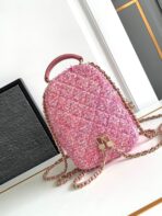 CC CLASSIC MINI 18 BACKPACK LIGHT PINK WOOL TWEED MIXED FIBERS GOLD TONE METAL - Image 3