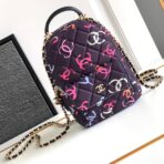 CC CLASSIC MINI 18 BACKPACK COLORFUL WOOL COTTON MIXED FIBERS GOLD TONE METAL - Image 2