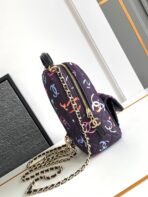 CC CLASSIC MINI 18 BACKPACK COLORFUL WOOL COTTON MIXED FIBERS GOLD TONE METAL - Image 4