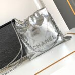 CC 22 BAG IN SILVER SHINY CALFSKIN AND GOLD METAL - Image 2