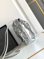 CC 22 BAG IN SILVER SHINY CALFSKIN AND GOLD METAL - Image 8