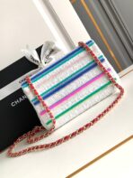 MINI 20 CLASSIC HANDBAG IN WHITE EMBROIDERED TWEED SEQUINS - Image 3
