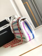 MINI 20 CLASSIC HANDBAG IN WHITE EMBROIDERED TWEED SEQUINS - Image 4