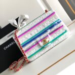 MINI 20 CLASSIC HANDBAG IN WHITE EMBROIDERED TWEED SEQUINS - Image 2