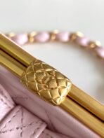 CC MINI 13 CLUTCH WITH STRAP IN LIGHT PINK LAMBSKIN ATTACH BOW - Image 9
