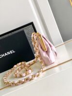 CC MINI 13 CLUTCH WITH STRAP IN LIGHT PINK LAMBSKIN ATTACH BOW - Image 4