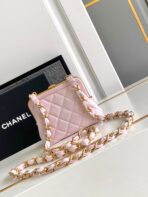 CC MINI 13 CLUTCH WITH STRAP IN LIGHT PINK LAMBSKIN ATTACH BOW - Image 3