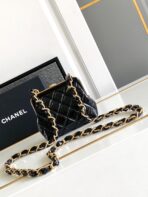 CC MINI 13 CLUTCH WITH STRAP IN BLACK LAMBSKIN ATTACH BOW - Image 3