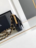 CC MINI 13 CLUTCH WITH STRAP IN BLACK LAMBSKIN ATTACH BOW - Image 7