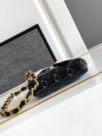 CC MINI 13 CLUTCH WITH STRAP IN BLACK LAMBSKIN AND PINK BOW - Image 5