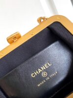 CC MINI 13 CLUTCH WITH STRAP IN BLACK LAMBSKIN AND PINK BOW - Image 7