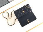 CC 18 FLAP BAG WITH HANDLE IN BLACK CALFSKIN - Image 3