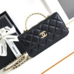 CC 18 FLAP BAG WITH HANDLE IN BLACK CALFSKIN - Image 2