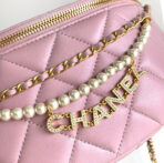 CC WAIST 24 BAG IN LIGHT PINK CALFSKIN WITH PEARL CHAIN AND GOLD HARDWARE - Image 3