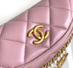 CC WAIST 24 BAG IN LIGHT PINK CALFSKIN WITH PEARL CHAIN AND GOLD HARDWARE - Image 5