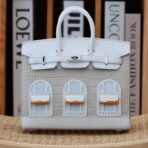 BIRKIN FAUBOURG TOUCH 20 IN PASTEL GRAY  WITH SILVER HARDWARE