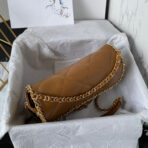 FLAP BAG 21 IN WALNUT BROWN QUILTED SOFT LAMBSKIN GOLD HARDWARE - Image 8