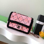 CLASSIC FLAP BAG 21 IN BLACK PINK SEQUINS RUTHENIUM HARDWARE - Image 2