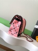 CLASSIC FLAP BAG 21 IN BLACK PINK SEQUINS RUTHENIUM HARDWARE - Image 10