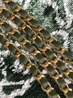 FLAP BAG 21 IN BASIL GREEN MIX WHITE SHINY SEQUINS GOLD HARDWARE - Image 6