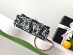 FLAP BAG 21 IN BASIL GREEN MIX WHITE SHINY SEQUINS GOLD HARDWARE - Image 9
