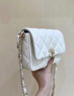 19 FLAP BAG 20 WHITE BODIN CALFSKIN GOLD HARDWARE - Image 8