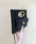 CLUTCH 25 IN BLACK SHEEPSKIN GOLD HARDWARE - Image 3