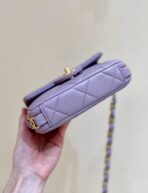 MINI FLAP BAG 16 IN BABY PURPLE LAMBSKIN GOLD DOUBLE C THICK CHAIN - Image 5