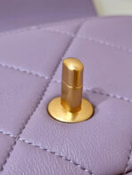 MINI FLAP BAG 16 IN BABY PURPLE LAMBSKIN GOLD DOUBLE C THICK CHAIN - Image 7