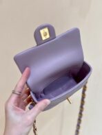 MINI FLAP BAG 16 IN BABY PURPLE LAMBSKIN GOLD DOUBLE C THICK CHAIN - Image 10