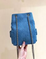 DRAWSTRING BUCKET BACKPACK 24 IN MALIBU BLUE DENIM GOLD HARDWARE - Image 4