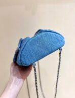 DRAWSTRING BUCKET BACKPACK 24 IN MALIBU BLUE DENIM GOLD HARDWARE - Image 6