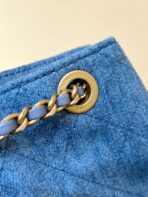 DRAWSTRING BUCKET BACKPACK 24 IN MALIBU BLUE DENIM GOLD HARDWARE - Image 7