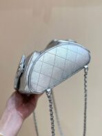 DRAWSTRING BUCKET BACKPACK 24 IN SILVER-TONE LAMBSKIN SILVER HARDWARE - Image 4