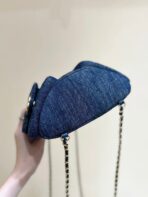 DRAWSTRING BUCKET BACKPACK 24 IN DARK BLUE DENIM GOLD HARDWARE - Image 8