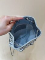 DRAWSTRING BUCKET BACKPACK 24 IN SILVER-TONE LAMBSKIN SILVER HARDWARE - Image 9