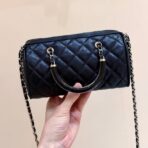 BOSTON MATELASSE CAVIAR SHOULDER HANDBAG 18 IN BLACK