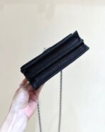 FLAP BAG WITH SILVER-TONE HANDLE 18 IN BLACK LAMBSKIN - Image 10