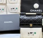 PEARL TOP HANDLE BAG 25 IN BLACK  GOLD HARDWARE - Image 7