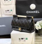 PEARL TOP HANDLE BAG 25 IN BLACK  GOLD HARDWARE - Image 8