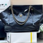 LARGE MAXI SHOPPING BAG 59 IN BLACK  GOLD-TONE METAL - Image 2