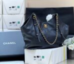 MEDIUM MAXI SHOPPING BAG 47 IN BLACK CALFSKIN GOLD-TONE METAL - Image 10
