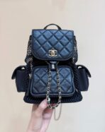 MESH DRAWSTRING BACKPACK 25 IN BLACK CALFSKIN GOLD-TONE METAL - Image 5