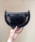 MESH POUCH 22 IN BLACK EFFECT LAMBSKIN WITH GOLD METALLIC - Image 3
