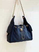 CC 25 HANDBAG 30 IN DARK BLUE DENIM GOLD HARDWARE - Image 3