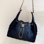 CC 25 HANDBAG 30 IN DARK BLUE DENIM GOLD HARDWARE - Image 2