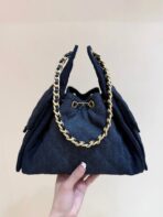 CC 25 HANDBAG 30 IN DARK BLUE DENIM GOLD HARDWARE - Image 7