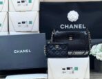 MESH POUCH 20 IN BLACK EFFECT LAMBSKIN WITH GOLD HARDWARE - Image 3