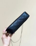 MESH POUCH 20 IN BLACK EFFECT LAMBSKIN WITH GOLD HARDWARE - Image 8